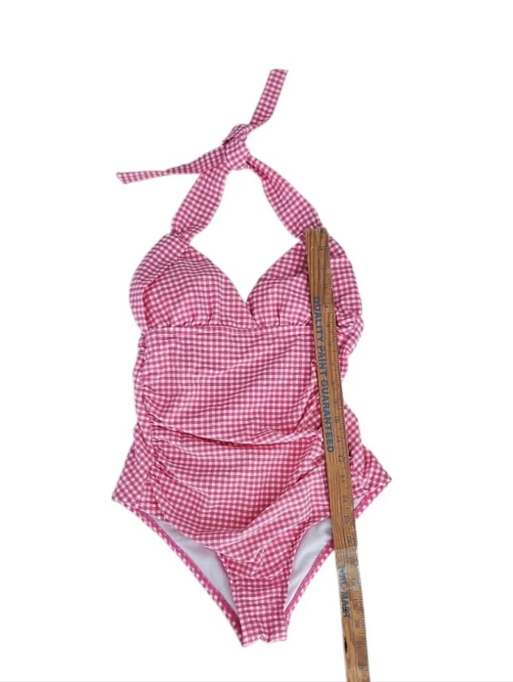 Draper James RSVP Pink Gingham One Piece Swimsuit XS Retro Pinup Chic Beach